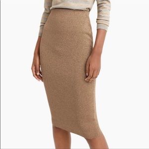 J crew metallic gold lurex tube pencil skirt size small